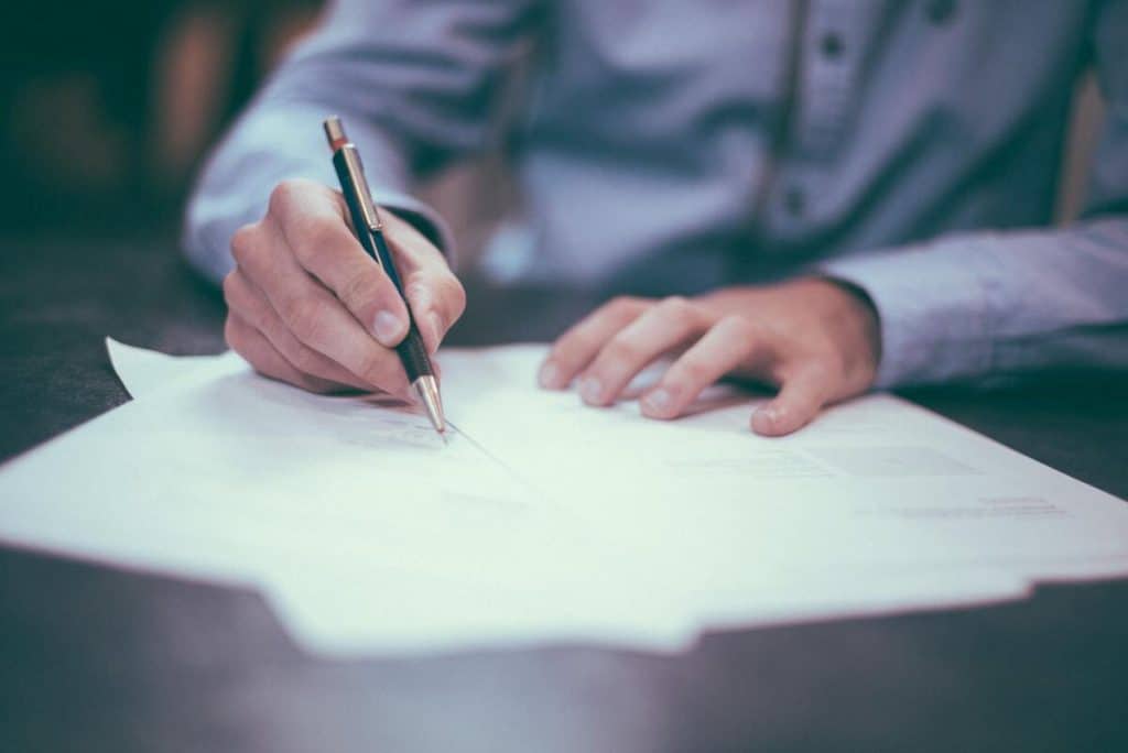 filling out loan application form